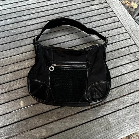 Cole Haan Black Leather and Canvas Handbag - Picture 10 of 12